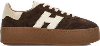 Hogan Dark Brown Suede Sneakers with Cream Accents