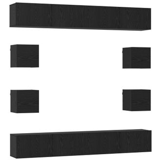 vidaXL Conjunto De Mueble De Tv 8 Pcs 100 X 30 X 30 Cm Roble Negro Vidaxl