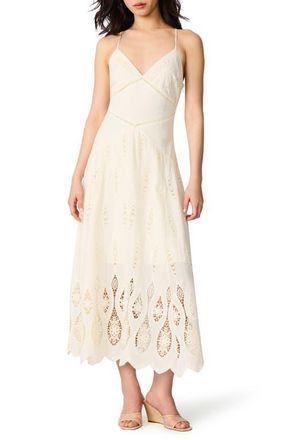 Steve Madden Eleanora Openwork Deep V-Neck Midi Dress in Whisper White at Nordstrom, Size 14