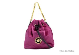 Versace Versace Small Dahlia Nylon Medusa Pendant Bucket Chain Crossbody Bag Womens Purse