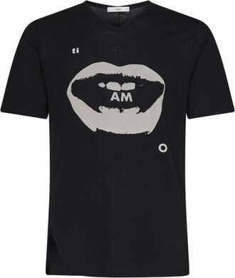 Fendi V-hals T-shirt - Heren - T-shirts - Zwart - S - Katoen - Tops