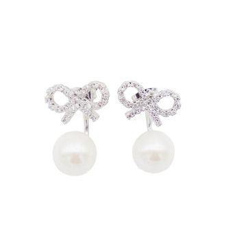 Self Portrait Crystal Bow Drop Earrings