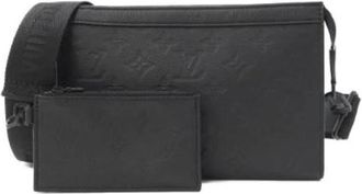 Louis Vuitton Pre-owned Monogram Shadow Gaston Wearable Wallet Calf Shoulder Bag - Dames - Vintage Schoudertas - Zwart - ONE Size - Leer - Vintage