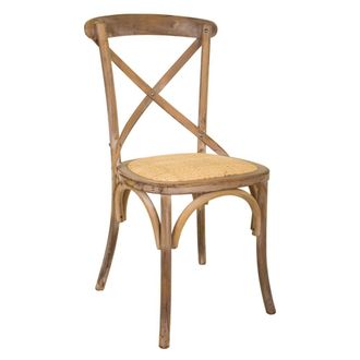 Wanderlust Deco Silla de madera y asiento de rat&aacute;n marr&oacute;n 44x42x46/88h cm