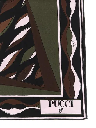 Emilio Pucci Fiamme and Nawaho Print Silk Scarf - Black