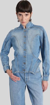 MUGLER Denim Jackets In Blue Denim
