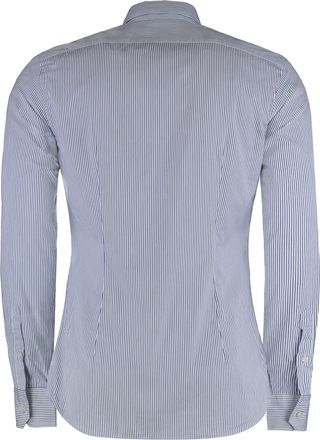 Slowear Mens Striped Cotton Shirt Dark Blue
