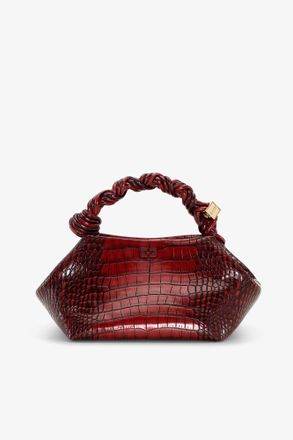 Ganni Burgundy Red Croco Small Bou Bag