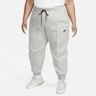Nike Womens Nike Sportswear Tech Fleece Mid-Rise Jogger Pants (Plus Size) in Grey | FB8332-063