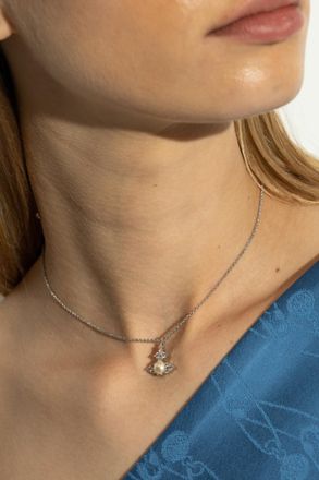 Vivienne Westwood Necklace With Logo Pendant, Womens, Silver