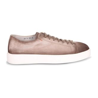 Santoni Sneakers, male, Beige, Size: 10 1/2 US Nubuck Low-Top Sneaker
