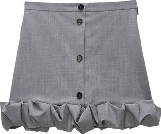 Msgm ruffled mini skirt - women - Virgin Wool/Elastane - 42 - Grey