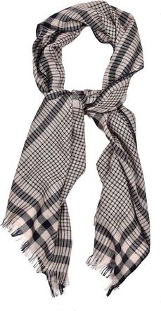 Brunello Cucinelli Mens Desert Navy Wool Silk Blend Checkered Scarf