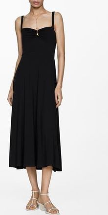 Mango A-Line Midi Dress in Black at Nordstrom Rack, Size 8