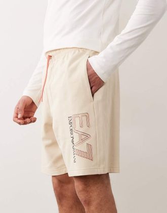 Emporio Armani Armani - EA7 - Pantaloncini da jogging beige con logo-Neutro