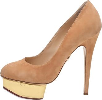 Charlotte Olympia 2024 pre-owned Dolly platform suede pumps - Brown