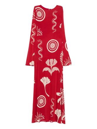 Cala de la Cruz Amay snake graphic-print maxi dress - women - Viscose/Elastane - S - Red