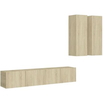 vidaXL Juego De Muebles De Sal&oacute;n 4 Piezas Roble Sonoma Vidaxl