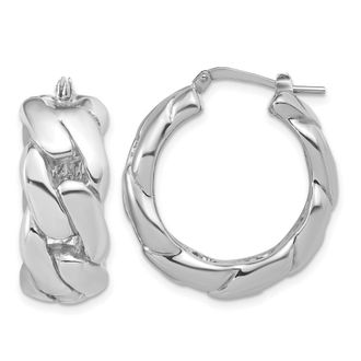 Diamond2Deal Sterling Silver Polished Curb Link Hoop Earrings 27.6mm