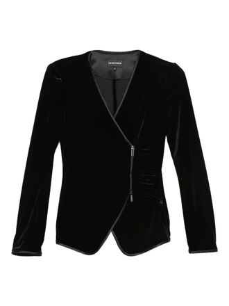 Emporio Armani zip-fastening jacket - women - Polyester/Elastane/Polyamide - 46 - Black