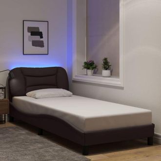vidaXL Vidaxl - Estructura De Cama Con Led Sin Colch&oacute;n Marr&oacute;n Oscuro 80x200 Cm