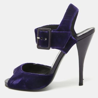 Pierre Hardy Blue Velvet Ankle Strap Sandals