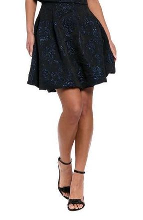 Muse Floral Jacquard Bubble Hem Skirt in Black/Blue at Nordstrom Rack, Size 10