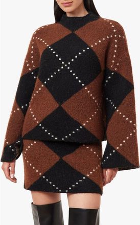 Habitual Argyle Mock Neck Sweater in Brownblack at Nordstrom, Size X-Large