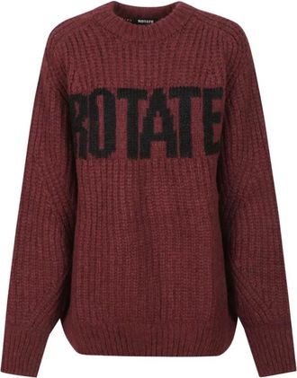 Rotate Rotate Birger Christensen - Trui met ronde hals en logo op de voorkant - Dames - Truien - Rood - Maat: XS Katoen