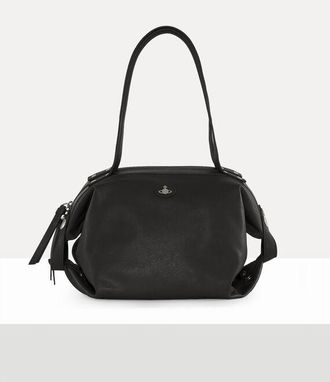 Vivienne Westwood Mara Medium Holdall Aniline Leather -Black-dark-silver-hw