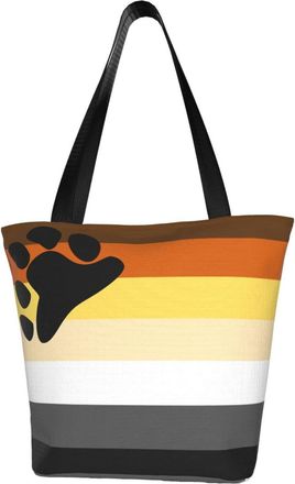 AOOEDM Tote Bag Bear Pride Flags Shopping Bags Small Reusable Market Bag Beach Tote Bags Travel Totes