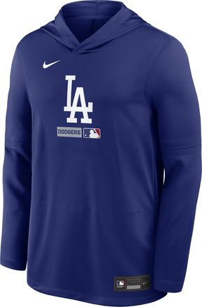 Nike Los Angeles Dodgers Authentic Collection Nike Mens Dri-FIT MLB Long-Sleeve Hooded Top in Blue | 03B947XLD-S9Q