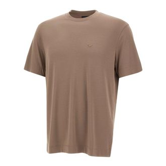 Emporio Armani T-Shirts, male, Brown, S, Silk and Modal T-shirt