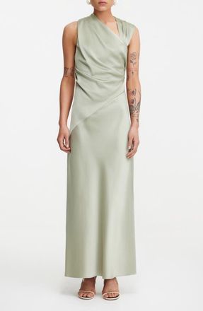Significant Other Becca Panelled Satin Maxi Dress in Moss at Nordstrom, Size 12 Us