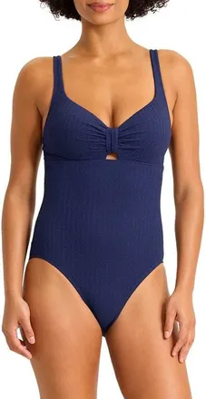 Tommy Bahama Beachy Waves One-Piece Swimsuit in Mare Navy at Nordstrom, Size 16