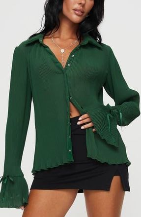 Princess Polly Ravil Button-Up Shirt in Green at Nordstrom Rack, Size 10