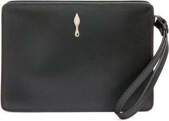 Christian Louboutin Small Bettina Leather Wristlet in Cm6S Black/Gold at Nordstrom