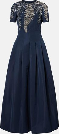 Oscar De La Renta Abito lungo in faille con paillettes e cristalli