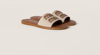 Miu Miu Canvas and leather slides