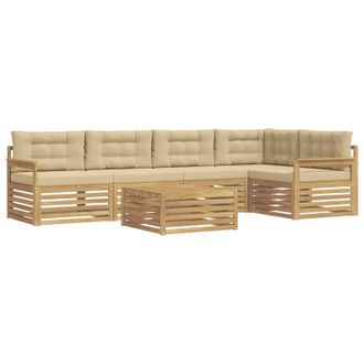 vidaXL Conjunto De Sof&aacute;s De Exterior Con Coj&iacute;n 6 Pcs Y Beige Poli&eacute;ster Vidaxl