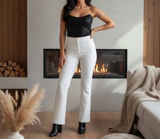 Kasper Womens High Waisted Pants In White