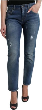 Dolce & Gabbana Slim-fit Jeans - Dames - Slim Fit Jeans - Blauw - S - Katoen - Jeans