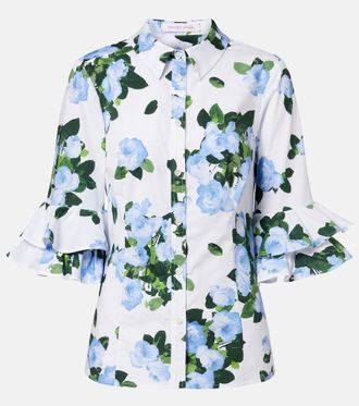 Carolina Herrera Floral ruffled cotton-blend shirt