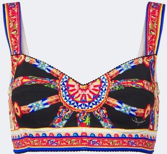 Dolce & Gabbana Carretto silk-blend charmeuse crop top