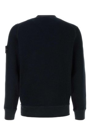 Stone Island Cotton Ribbed Sweatshirt - Navy