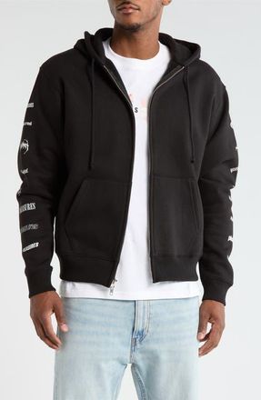 Pleasures Woodmark Fleece Zip-Up Hoodie in Black at Nordstrom, Size Xx-Large