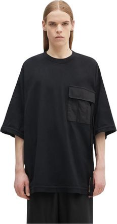 Undercover Tops, Heren, Zwart, M, Katoen, T-shirt met banddetail