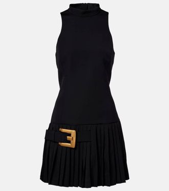 Balmain Pleated virgin wool minidress