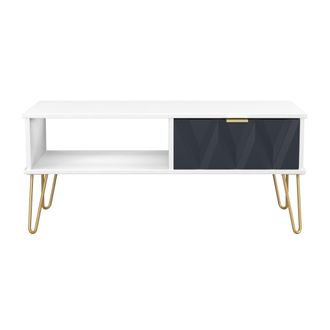 Welcome Furniture Glitz Ready Assembled 1 Drawer Coffee Table in Indigo Matt & White - Welcome Furniture | TJ Hughes