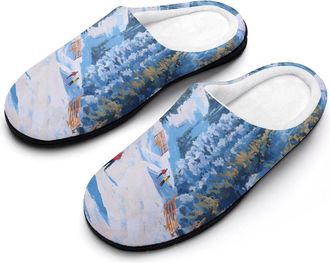 Generic Ski Snowy Mountain Resort Slippers Men Winter Warm Cotton Anti-Slip Indoor Slip-Ons House Shoes